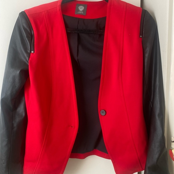 Red and black leather blazer- VINCE CAMUTO - Picture 4 of 10